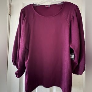 Vince Camuto Crinkled Puff Three-Quarter Sleeve Top